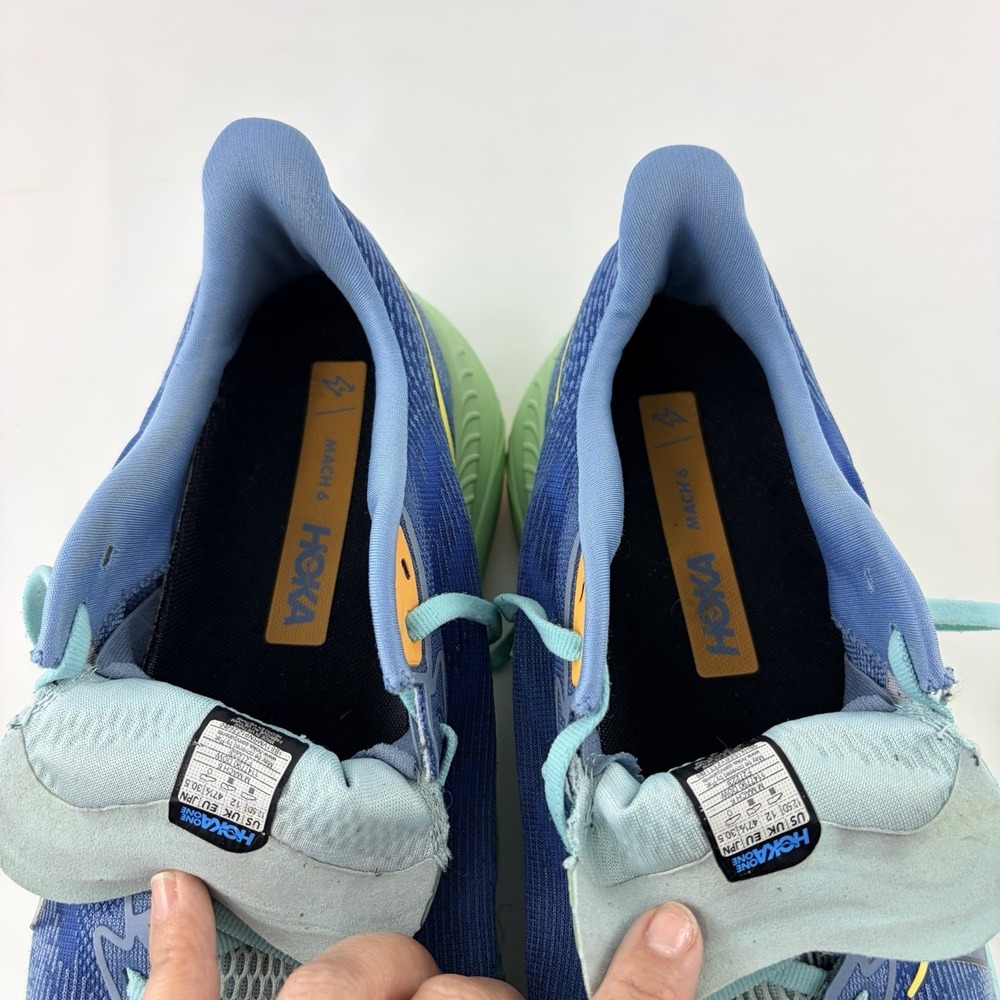 HOKA Mach 6 Men Running Shoes Blue Green Wide Size 12.5 Athletic Sporty - Picture 7 of 9
